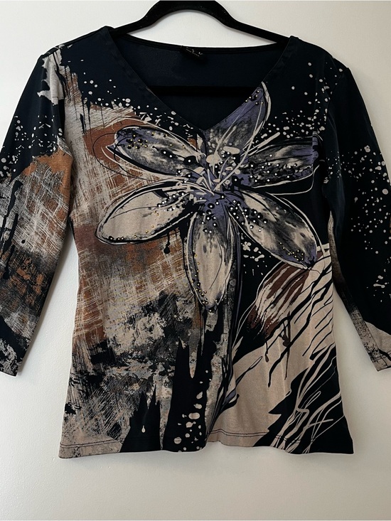 Katina Marie Tops - Katina Marie | Y2K Rhinestone Flower Shirt